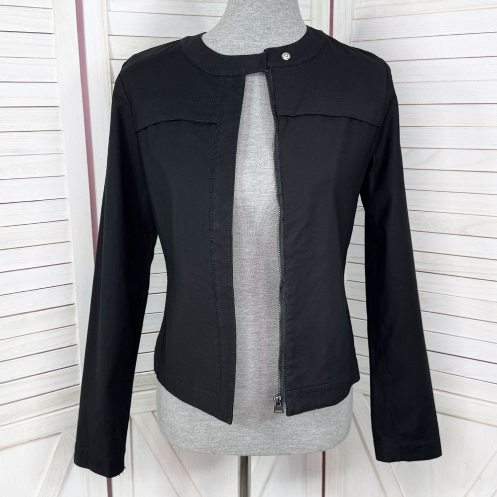 Calvin Klein Casual Athleisure Cotton Twill Zip‎ Up Jacket Black Womens 6
